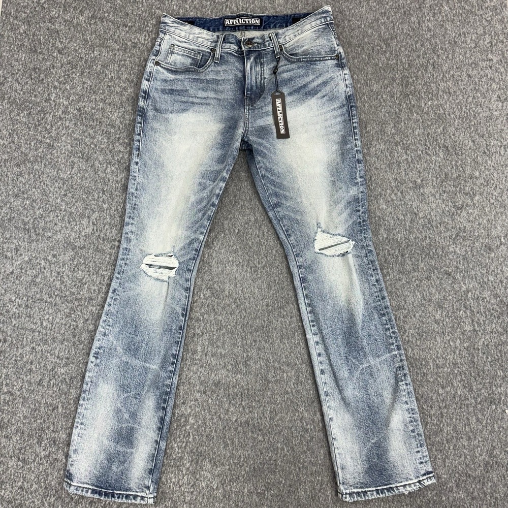 Affliction‎ Ace Cesar Jeans Mens 32x32 Light Wash Distressed Stretch NWT